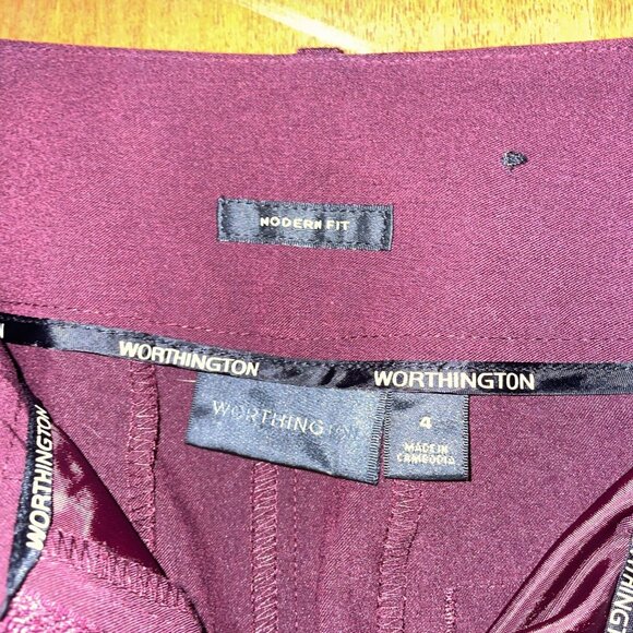 Worthington Womens Modern Fit Burgundy Wine Dress Pants Size 4 - Picture 5 of 6